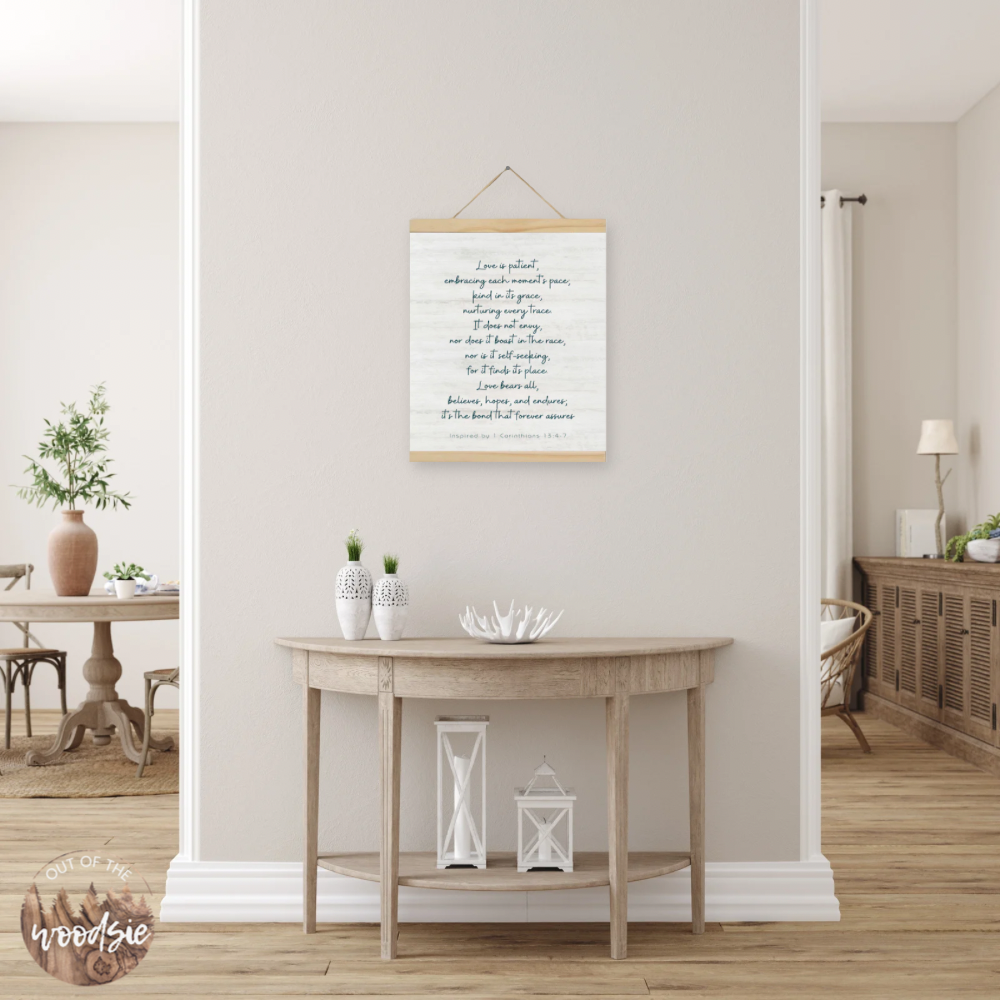 Inspired by 1 Corinthians 13:4-7 Teal Farmhouse Wall Art
